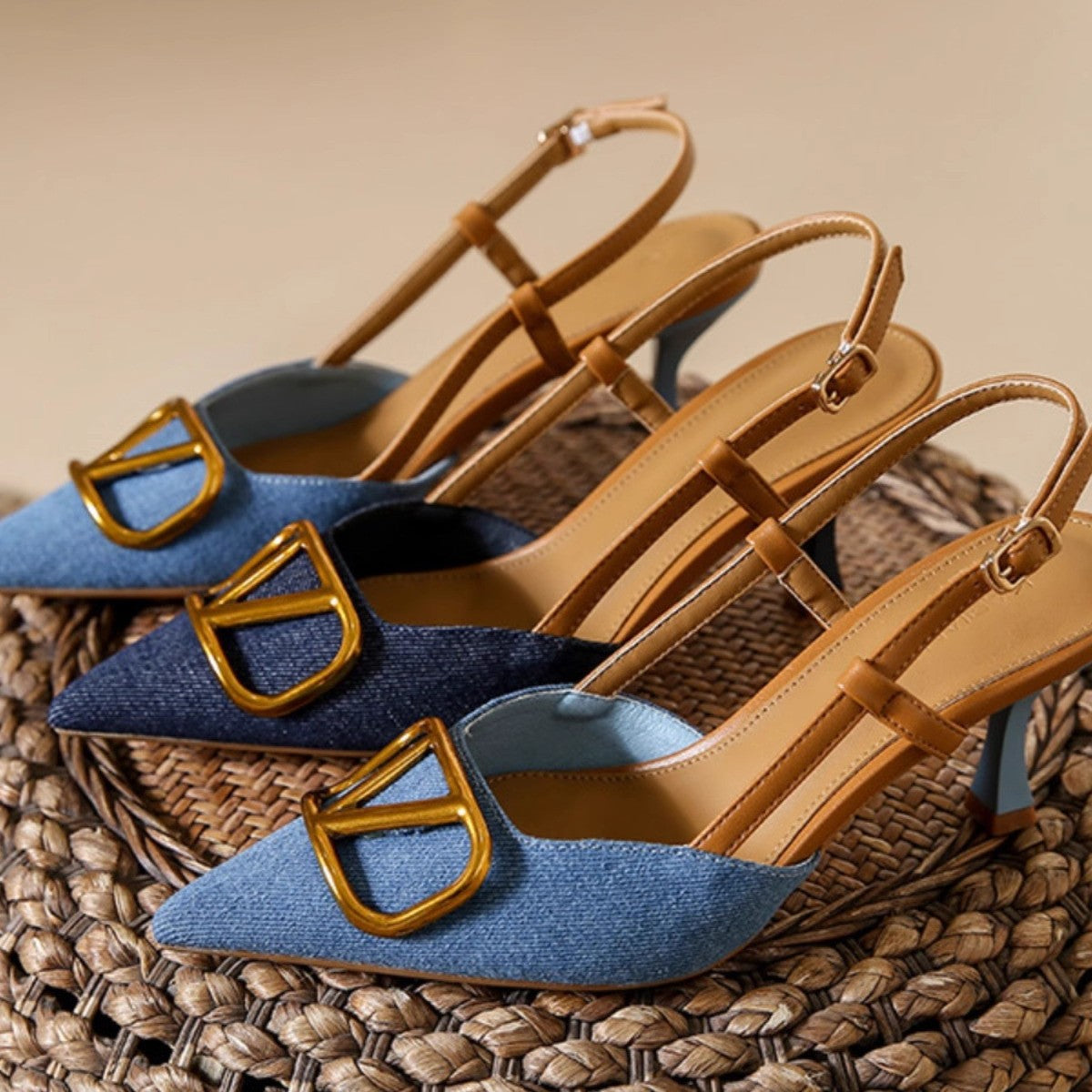 Versatile denim high-heeled sandals 1025082512
