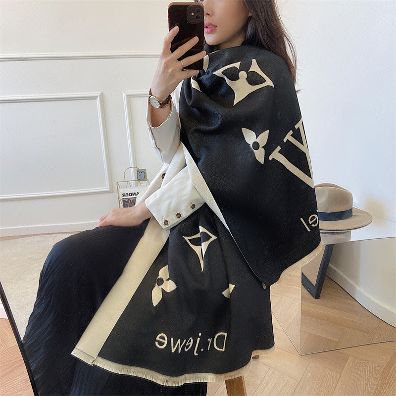 New cashmere blended double-sided warm scarf 1025082517