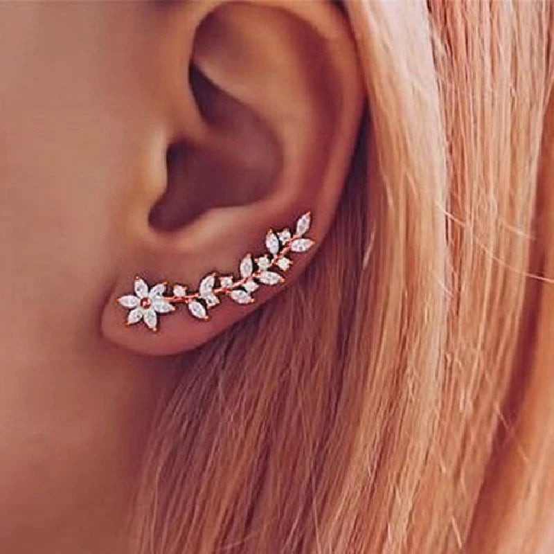 Flower earrings, climbing style earrings, exquisite women's earrings