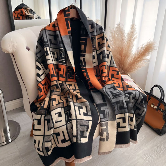 Thickened versatile long scarf double-sided shawl 1025082212