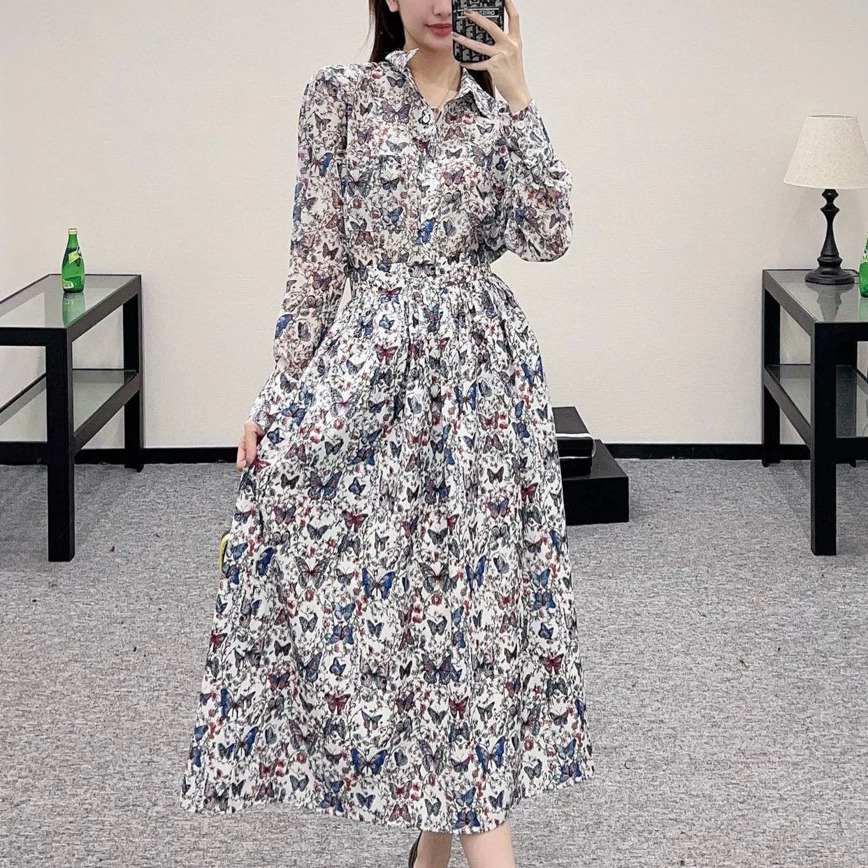 Stylish printed blouse and bustier skirt 1025031403