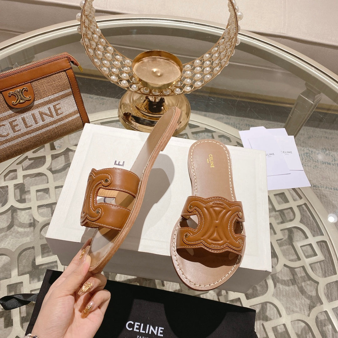 CLN Fashion Leather Flat Slippers 0725041401