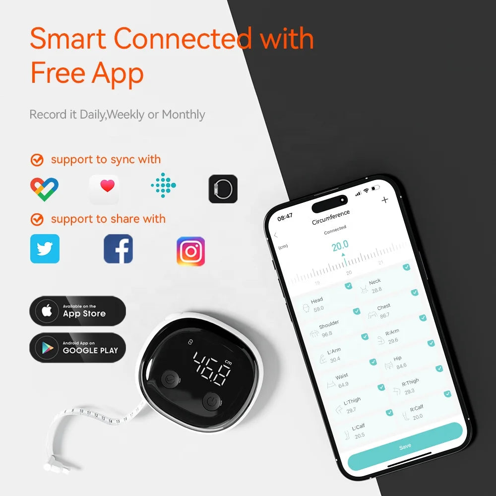 Smart Digital Body Measuring Tape Innovative Tape Measure with Fitdays