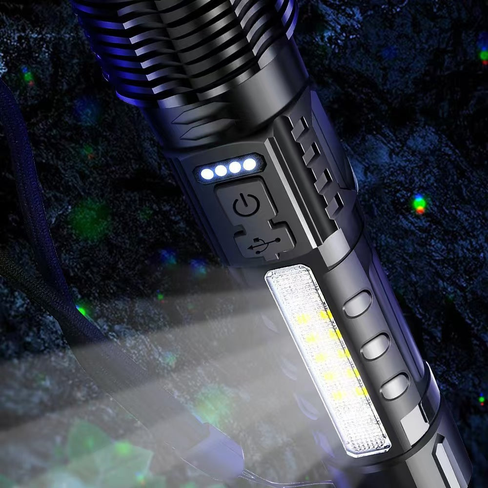 Telescopic zoom strong light aluminum alloy waterproof flashlight