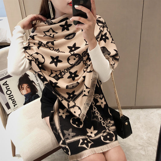 New cashmere blended double-sided warm scarf 1025082516