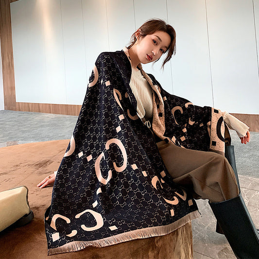 New cashmere blended double-sided warm scarf 1025082518